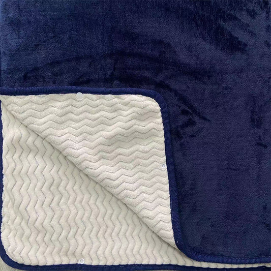 Close-up of the button closure on the double-face fleece